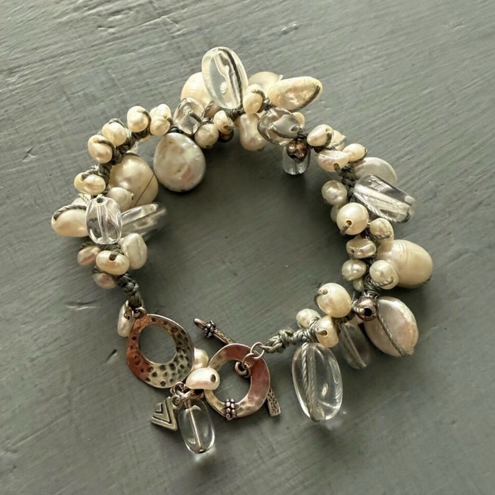 Silpada 925 Sterling Silver Pearl & White Beads Bracelet